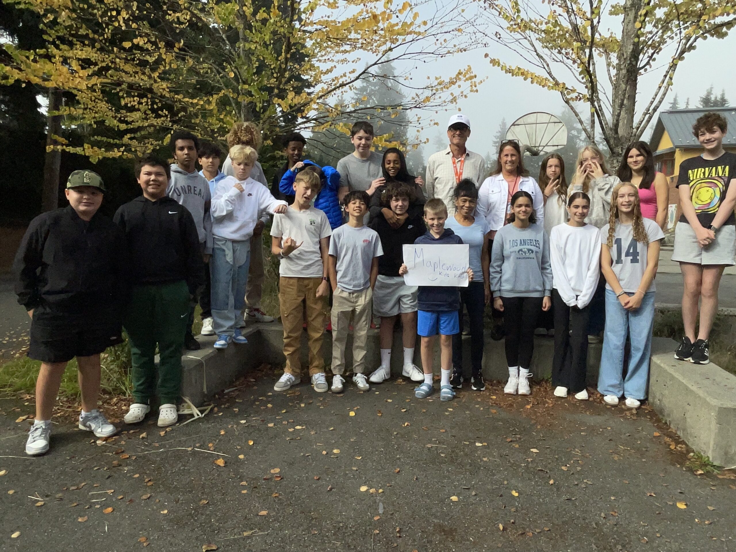 Maplewood Kids standing outside with trees