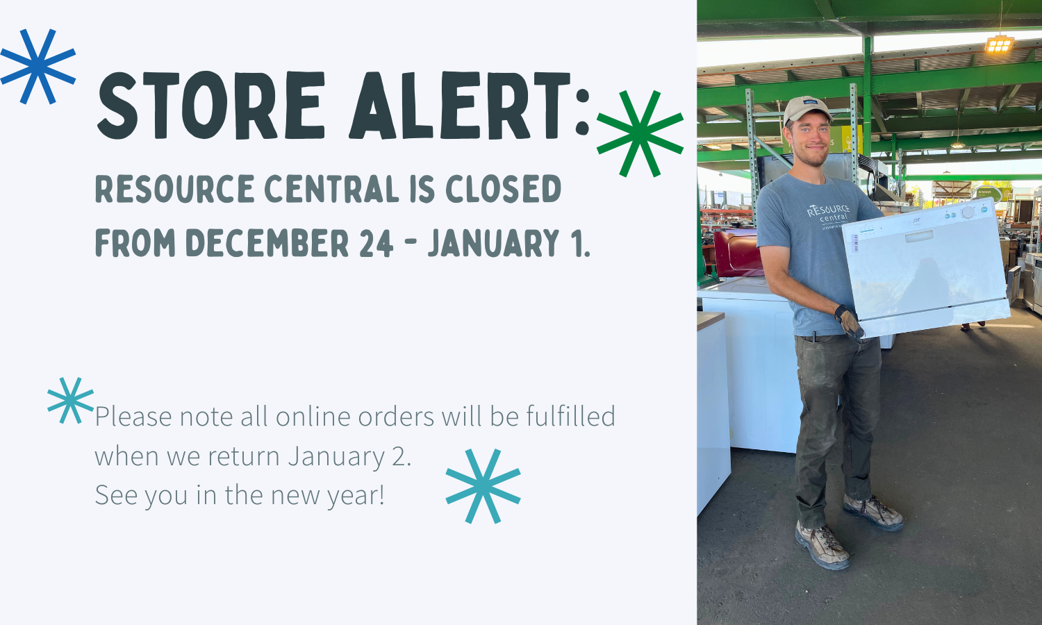 Resource Central is closed from December 24 - January 1. Please note all online orders will be fulfilled when we return January 2. See you in the new year!