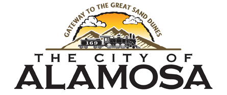 City of Alamosa, Colorado color logo with tagline Gateway to the Great Sand Dunes