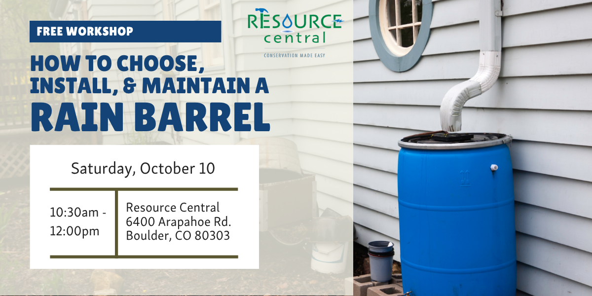 A graphic for the rain barrel workshop at Resource Central